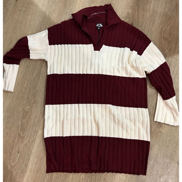 NEW with tags Women's L Long Sleeve Rugby Mini Sweater Dress - Future Collective - Picture 2 of 7